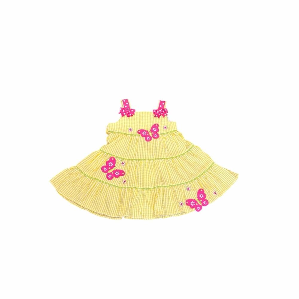 Emily Rose Toddler Girls Yellow Seersucker Gingham Butterfly Sundress 2T